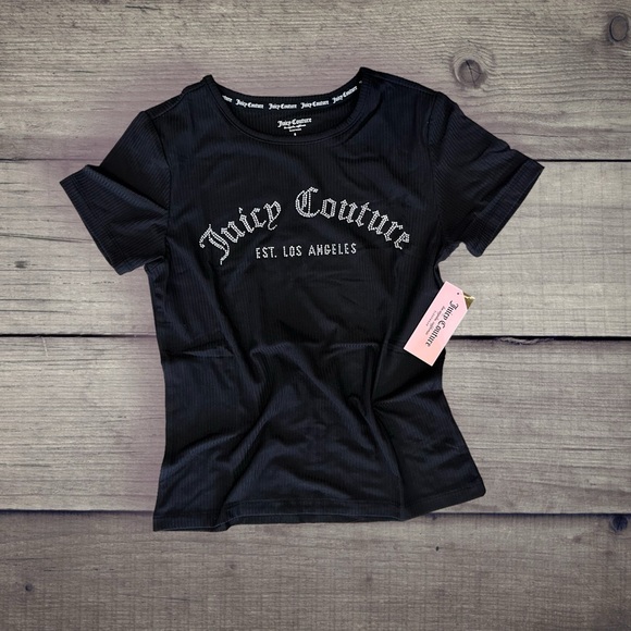 Juicy Couture 2PC Short Sleeve Top & Long Pants Pajama Set, Black - Picture 2 of 8